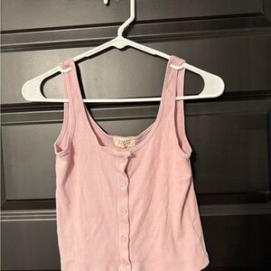 Urban Nation Pink Button-Up Crop Tank Top